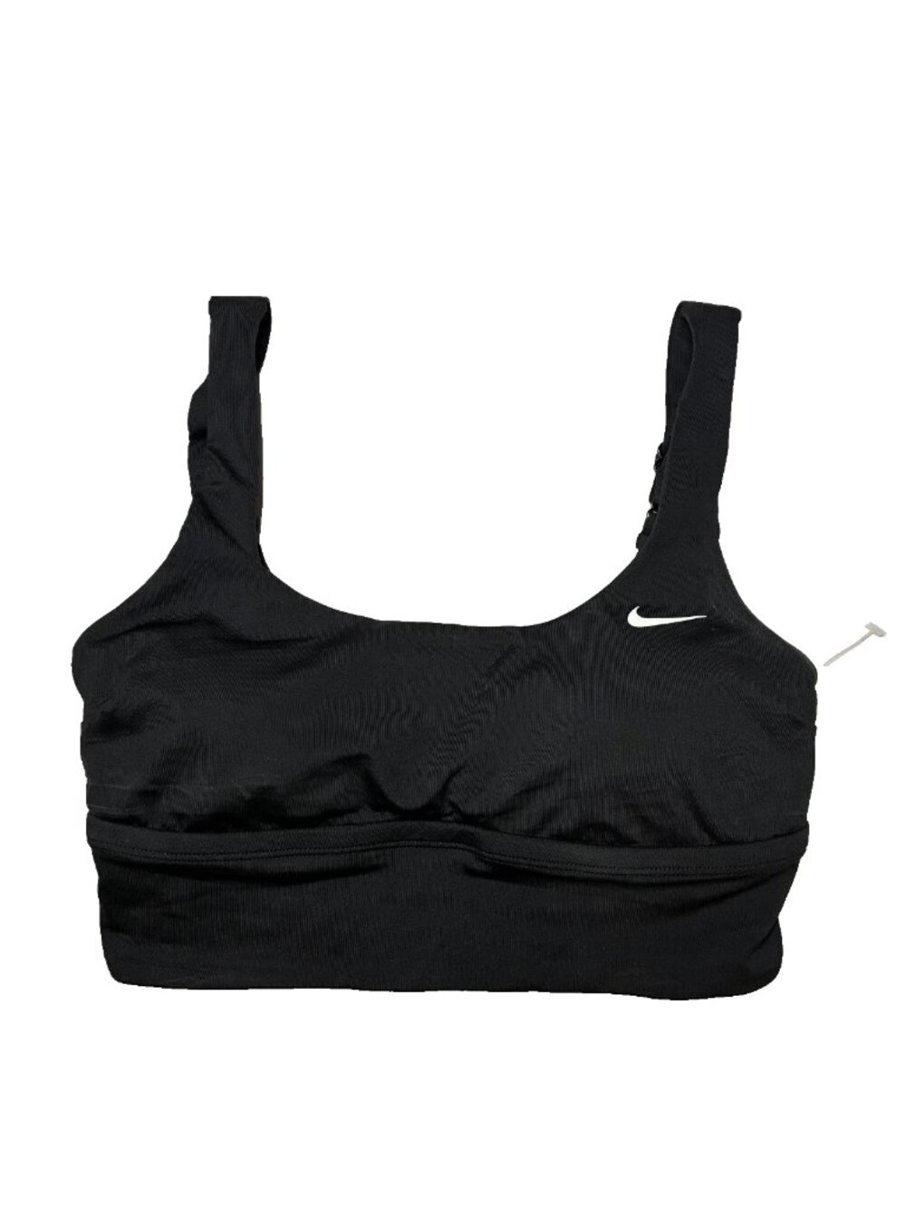 Nike Black Scoop-Front Sports Bra with Subtle Logo Effortless Essential Swoosh